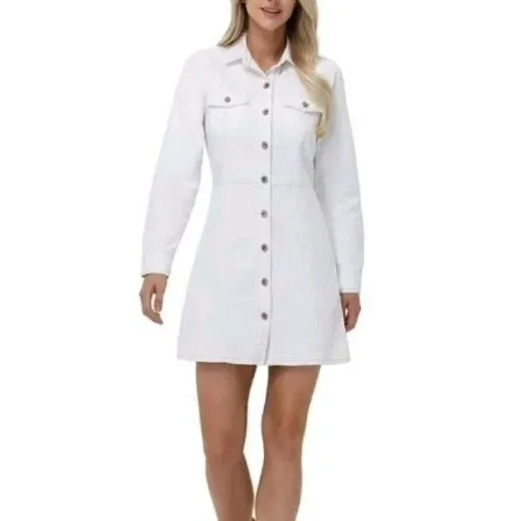 Frye Women's 100% Cotton Form Fitting Buttons Pockets Mini Denim Dress L - Picture 9 of 9